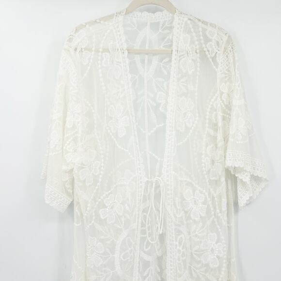 Womens Bundle Lot (2) Whimsigoth Sheer Floral Lace Kimono Swim Beach Cover Up - Picture 10 of 15